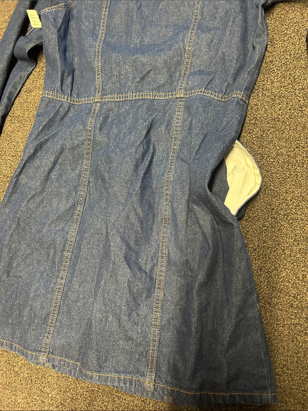 FRYE Women's Dark Blue Denim long sleeved Button-Down Front Jacket Dress #2bag - Picture 4 of 5